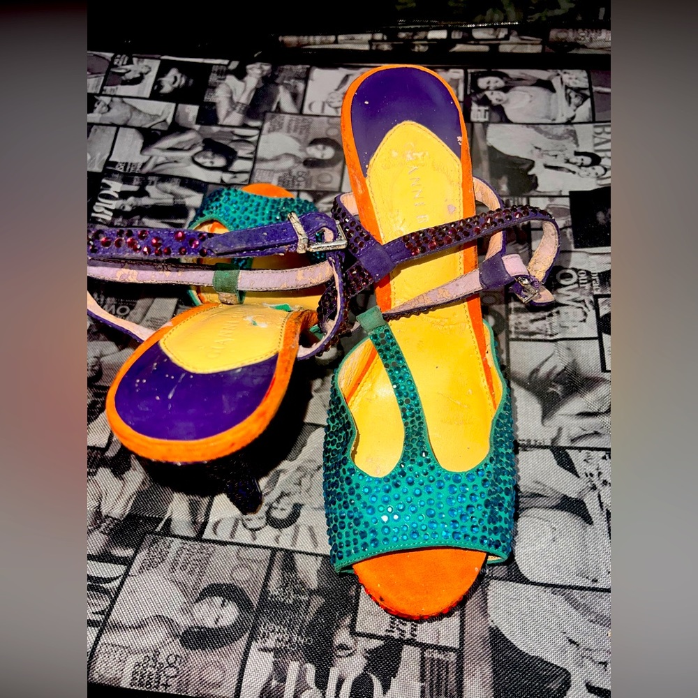 Gianni Bini Tri Color Bedazzled Crystal Heels